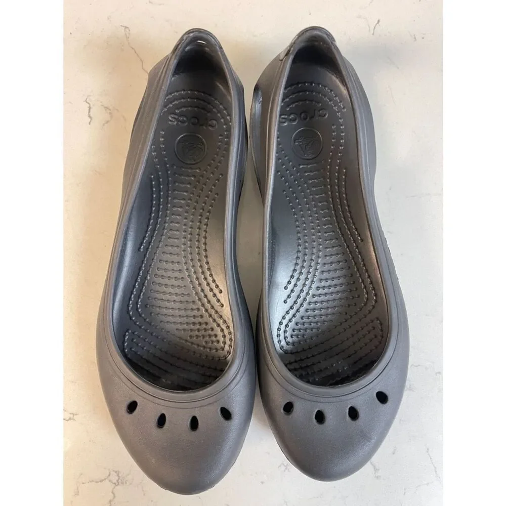 Crocs WOMEN'S KADEE WORK FLAT Style # 200941 Black Size 8 Worn 2-3 Times